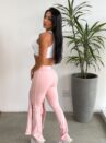 conjunto composto por jaqueta e legging flare